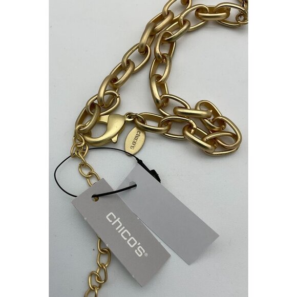 Chicos Liza Collection Multi Colored Oval Stone Matte Chain Link Y-Necklace NWT - Picture 5 of 6